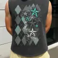 ETNİK DESEN Baskılı Unisex Oversize Yıkamalı Atlet