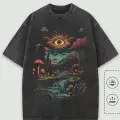 Fantastic Forest Baskılı Yıkamalı Vintage Unisex Oversize T-Shirt