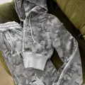 Gri Kamuflaj Baggy Alt Üst Eşofman Takımı ( 3 İplik Şardonlu)