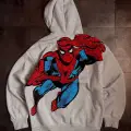 Gri SpiderMan Baskı Detaylı Oversize Unisex Ceket