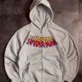 Gri SpiderMan Baskı Detaylı Oversize Unisex Ceket