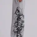 Gri Tribal Detay Baggy Eşofman Altı
