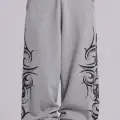 Gri Tribal Detay Baggy Eşofman Altı