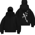 Haç Crisis Baskılı Siyah Samuray Kar Maske Sweatshirt Hırka