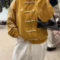Hardal Sarısı Çizgili Retro Armor Oversize Unisex Ceket