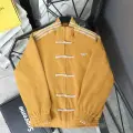 Hardal Sarısı Çizgili Retro Armor Oversize Unisex Ceket