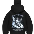 Heavens Angel Baskılı Siyah Samuray Kar Maske Sweatshirt Hırka