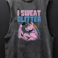 I Sweat Glıtter Baskılı Unisex Oversize Yıkamalı Atlet