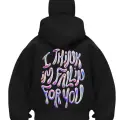 I Think Baskılı Siyah Samuray Kar Maske Sweatshirt Hırka