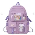 Mor Kawaii Kore Tarzı Aksesuarlı Ve Ayıcıklı Premium Kalite Okul Sırt Çantası