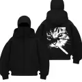 Kedy Cigarette Baskılı Siyah Samuray Kar Maske Sweatshirt Hırka