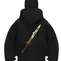 Kılıç Baskılı Siyah Samuray Kar Maske Sweatshirt Hırka