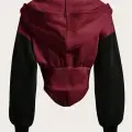 Bordo Uzun Kollu Korse Kesim Fermuarlı Ceket