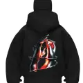 Love Hands Baskılı Siyah Samuray Kar Maske Sweatshirt Hırka