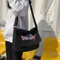 Magnaqia Winged Girls Baskılı Unisex Siyah Postacı Çantası