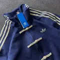 Lacivert Çizgili Retro Armor Oversize Unisex Ceket