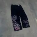 Midnight Blossom Nakışlı Wide Leg Jean