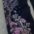 Midnight Blossom Nakışlı Wide Leg Jean