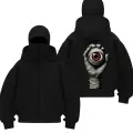 Mumya See Baskılı Siyah Samuray Kar Maske Sweatshirt Hırka