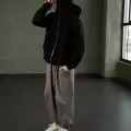 Pawour Bear Baskılı Siyah Samuray Kar Maske Sweatshirt Hırka