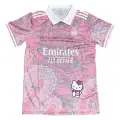 Pembe Kitty FORMA Madrid Dragon Jersey Beyaz Düğmeli Yaka T-shirt
