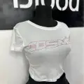 Pembe Taşlı Cosmic Beyaz Crop Top