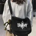 Rock Serisi Slipknot Baskılı Unisex Siyah Postacı Çantası