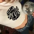 Rolling Stones Desenli Kısa Kollu Crop Body