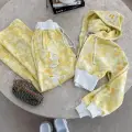 Sarı Restock Kamuflaj Baggy Alt Üst Eşofman Takımı ( 3 İplik Şardonlu)