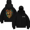 Siyah 19 Bayraklı Türk Devleti Baskılı Kar Maskeli Unisex Sweatshirt Hırka