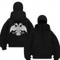 Siyah Çift Başlı Kartal Baskılı Kar Maskeli Unisex Sweatshirt Hırka