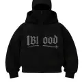 Siyah 1BLOOD Beyaz Taş Baskılı Kar Maskeli Unisex Sweatshirt Hırka