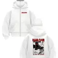 Beyaz 1BLOOD Grafik Desen Baskılı Kar Maskeli Unisex Sweatshirt Hırka