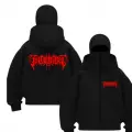 Siyah Blood Script Baskılı Kar Maskeli Unisex Sweatshirt Hırka