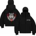 Siyah Bozkurt & Ay Yıldız Baskılı Kar Maskeli Unisex Sweatshirt Hırka