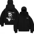 Siyah Dark Silence Baskılı Kar Maskeli Unisex Sweatshirt Hırka