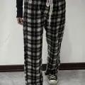 Siyah Ekoseli Beli Lastikli Y2K Unisex Eşofman