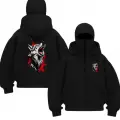 Siyah Howling Wolf Baskılı Kar Maskeli Unisex Sweatshirt Hırka