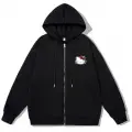 Siyah Mini Kitty Cat Unisex Kapüşonlu Fermuarlı Hırka