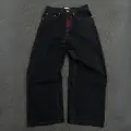 Siyah Skeleton Heaven Can Wait Streetwear Jean Pantolon