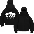 Siyah Phantom Faces Baskılı Kar Maskeli Unisex Sweatshirt Hırka