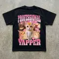 Siyah Professşonal Yapper Cat Meme Unisex T-Shirt