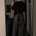 Siyah Spider Man Nakışlı Y2K Unisex Baggy Pantolon