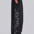 Siyah Tribal Detay Baggy Eşofman Altı