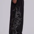 Siyah Tribal Detay Baggy Eşofman Altı