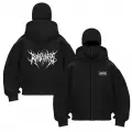 Siyah Unisex Oversize Tam Fermuarlı Maskeli Gotik Kapüşonlu Hoodie Sweatshirt