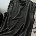 Siyah Yıkamalı Harajuku Kolsuz Unisex Kolsuz T-shirt