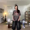 SİYAH YIKAMALI UNİSEX BAGGY OVERSİZE KALIP KOT PANTOLON ŞORT