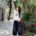 SİYAH YIKAMALI UNİSEX BAGGY OVERSİZE KALIP KOT PANTOLON ŞORT