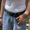 Siyah Yıldız Detaylı Kuş Gözlü Kemer